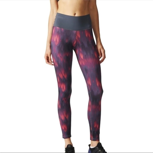 Adidas Leggings Climalite High Waist Pink Gray Spacedye Small - Picture 2 of 9